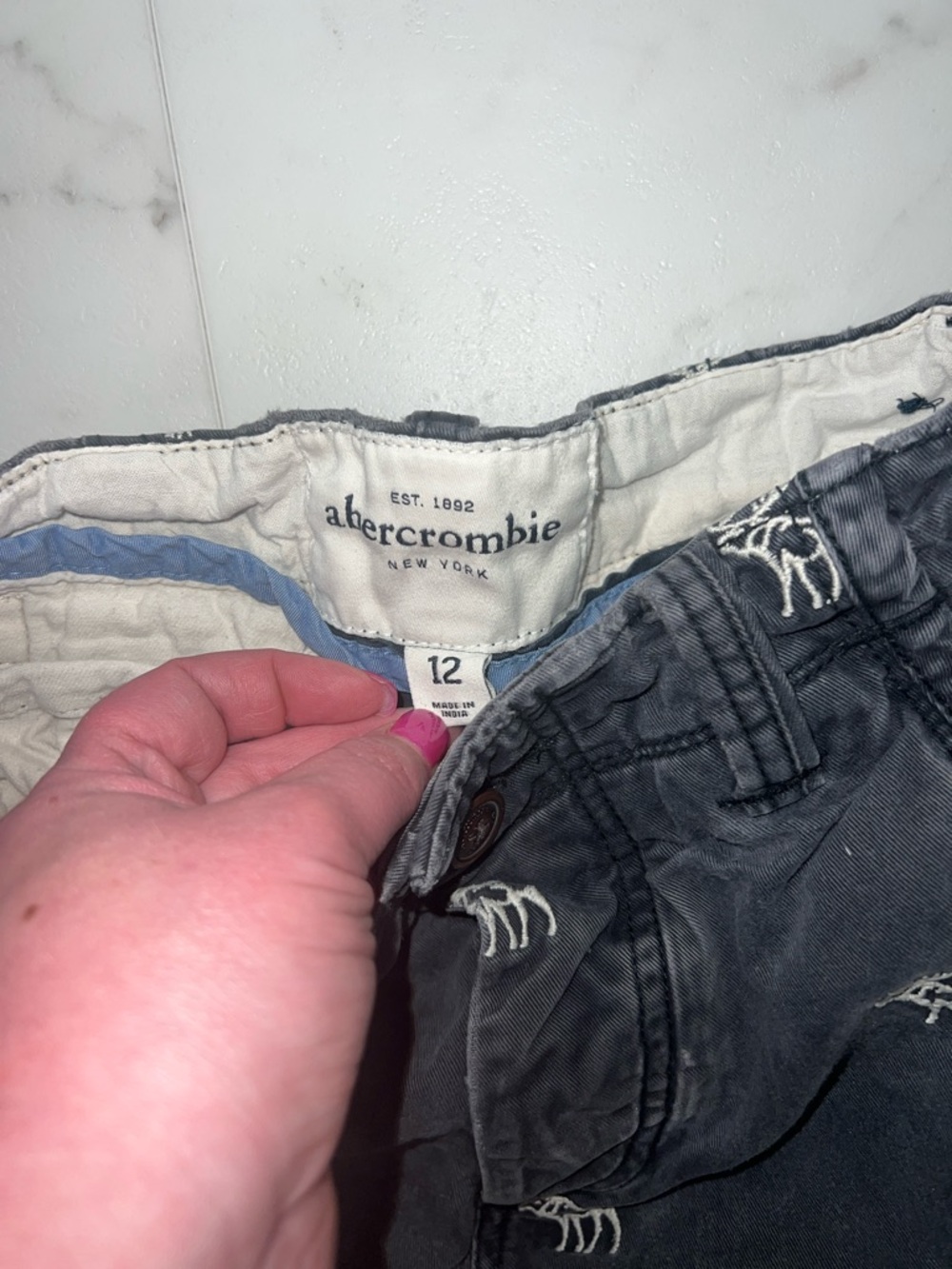 Vintage Abercrombie & Fitch Boys Embroidered Moose Cotton Shorts Size 12 - Picture 2 of 4
